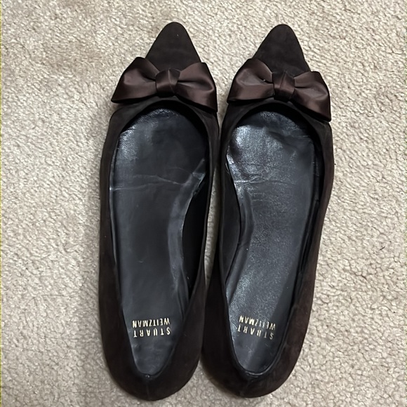 Stuart Weitzman, dark brown velvet and suede flats - Picture 5 of 8